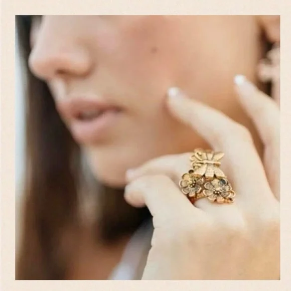 NEW Floral Butterfly Ring Sz 9 - Picture 7 of 10